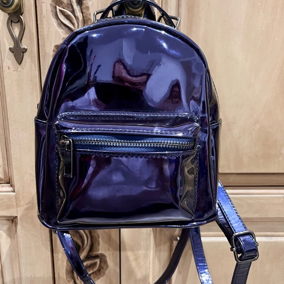 Call It Spring Handbags - Call It Spring Shiny Dark Purple Navy Backpack